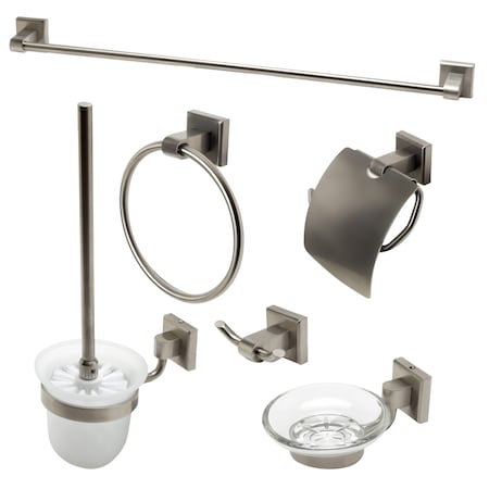 Alfi Brand Brushed Nickel 6 Piece Matching Bathroom Accessory Set AB9509-BN